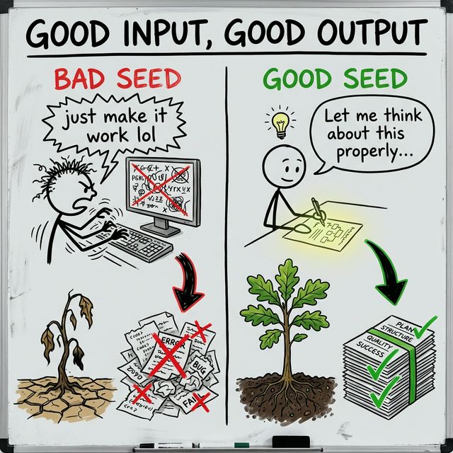 Good Input, Good Output: Bad seed leads to errors and mess. Good seed leads to quality and success.